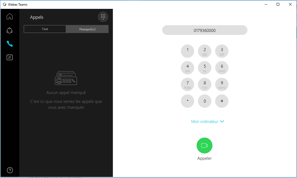 webex calling interface