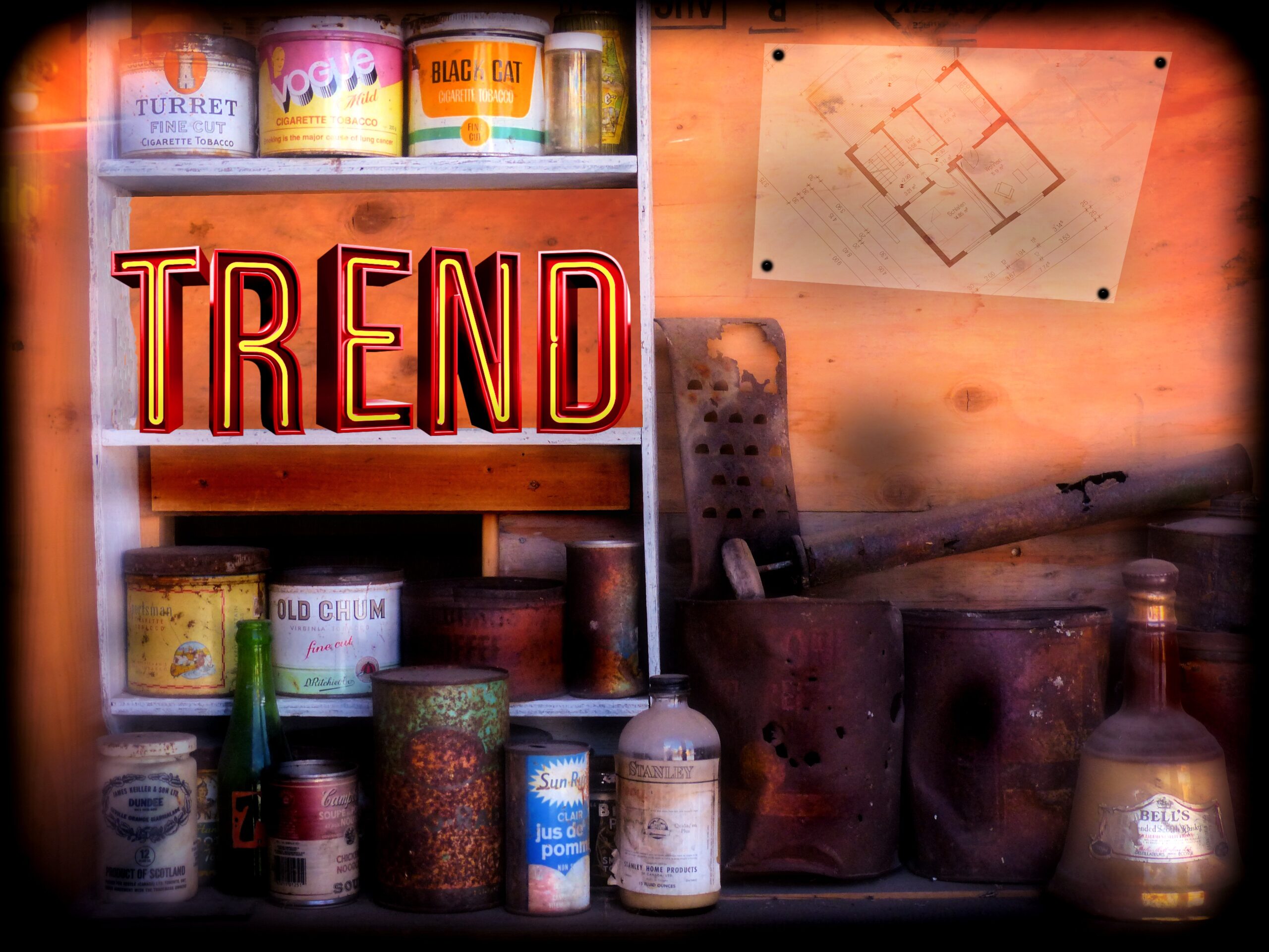 Trend écrit en lettres néon